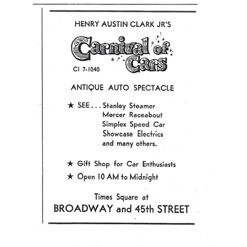 Henry Austin Clark Jr Carnival O Cars Times Square NYC 1950s Vintage Print Ad